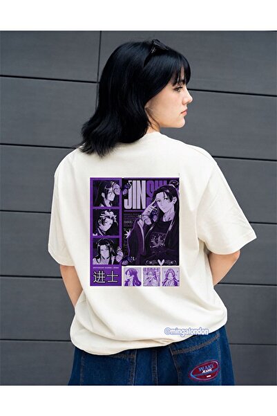 Minga London Jinsu Printed White Woven Fabric Oversize T-Shirt
