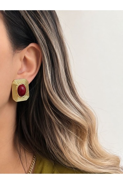 LEROSY CO. Special Series Burgundy Stone Vintage Earrings