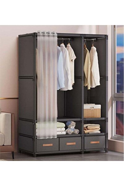 Arabest Portable Wardrobe Storage Cabinet with 3 Drawers, Hanging Closet with...