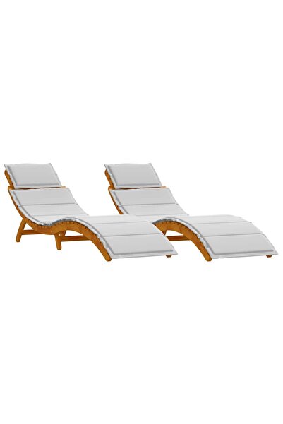 vidaxl Șezlong cu pernă 2 pcs Gri deschis Lemn Solid de Acacia