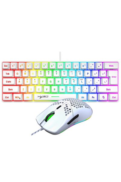 HXSJ مجموعة لوحة مفاتيح الألعاب السلكية V700 ذات 61 مفتاحًا RGB وماوس الألعاب...