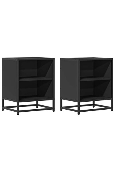 vidaxl Noptiere 2 buc Negru 40x31x50 cm Lemn și metal prelucrat