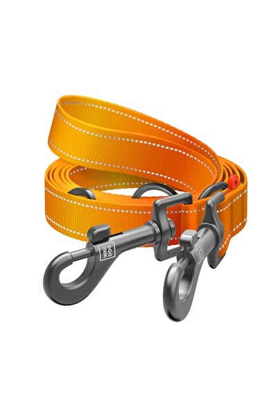 WAUDOG Dog leash with buckle, Nylon Mono, reflective, hands-free, orange, M, ...