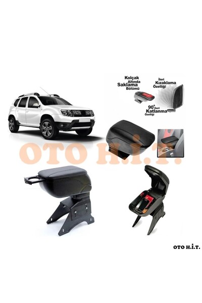 OTO H.İ.T. DACİA DUSTER MK1 Uyumlu Kol Dayama Ve Kolçak Sürgülü Bardaklıklı A...