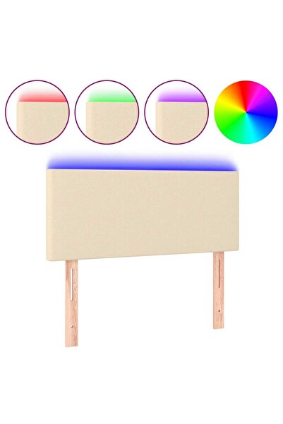 vidaxl LED headboard, cream, 80x5x78/88 cm, textile