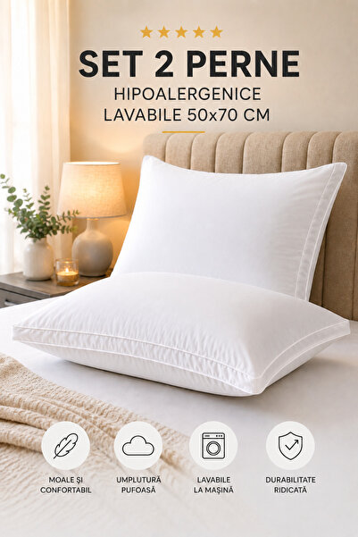 EMATTEIRO Set of 2 Hypoallergenic and Washable Pillows, Dimensions 50x70 cm, ...
