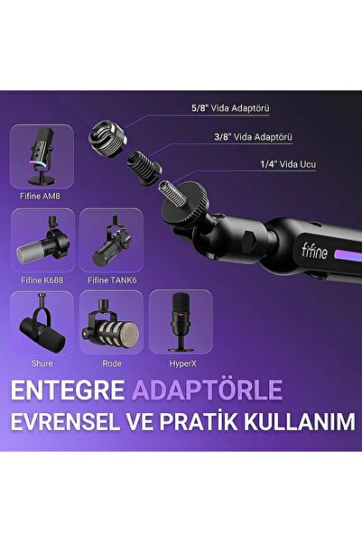 Fifine BM88PRO RGB Low Profile Masaüstü Mikrofon Standı