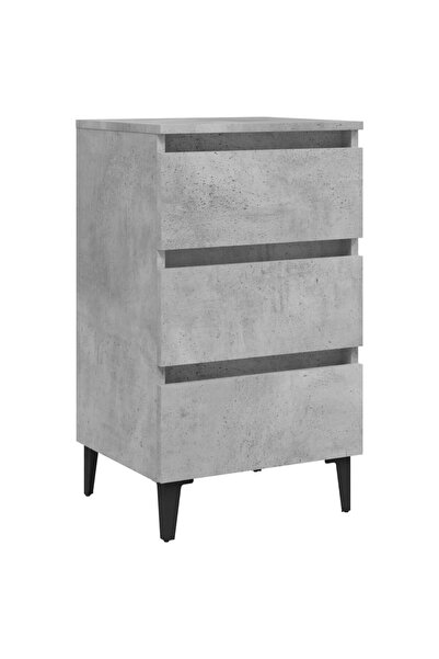 vidaxl Noptieră cu picioare metalice, gri beton, 40x35x69 cm