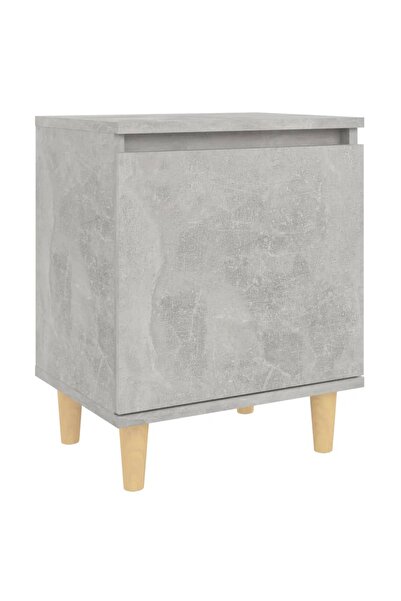 vidaxl Noptieră cu picioare din lemn masiv, gri beton, 40x30x50 cm