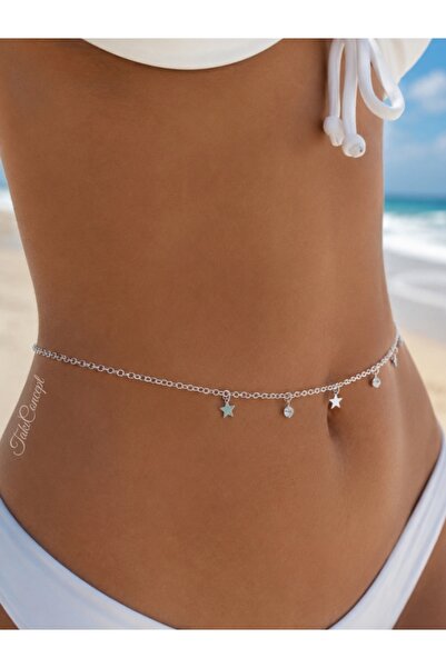 TakıConcept Yıldız Kristal Detaylı Bel Zinciri Vücut Aksesuarı Body Chain