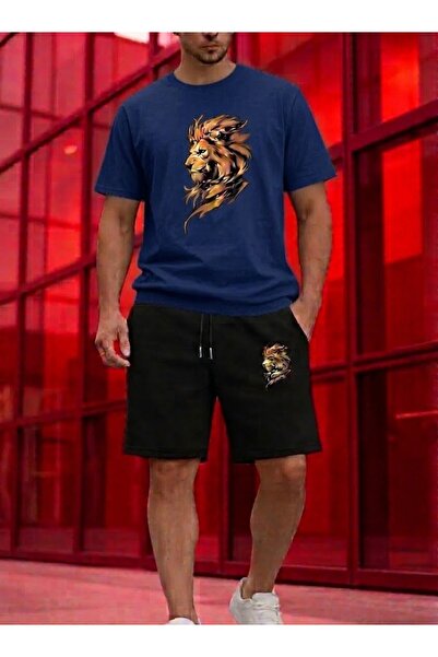 SILATU Men's Lion Printed Shorts T-Shirt Set