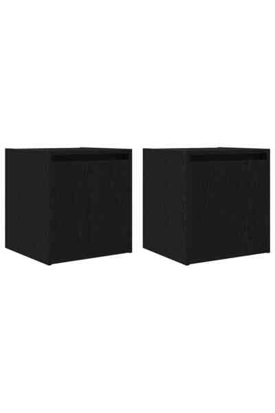 vidaxl Noptiere montate pe perete 2 buc Negru 38x34x40 cm