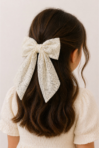 MakeWell Girls' Teen Adult Lace Bow Hair Clip Large Size Clip-On Stylish Hair...