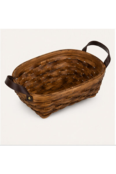 OEM Beige Oval Woven Decorative Kitchen Basket with Leather Leather Handles –...