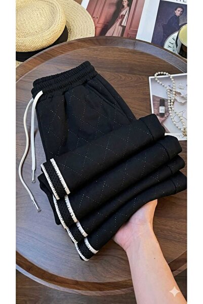 PEKA Women's Stone Embroidered Stripe Detailed Comfortable Fit Sports Sweatpants