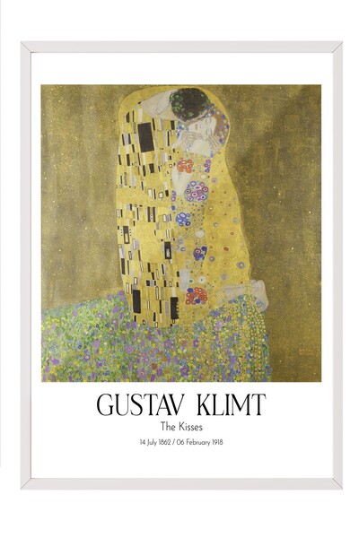 Postifull Gustav Klimt - the Kisses, White Framed Art, Art Series No:112003