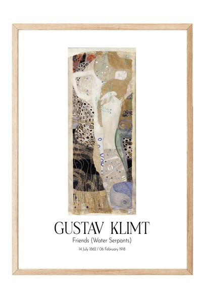 Postifull Gustav Klimt - Prijatelji (Vodene zmije), Slika u drvenom okviru, S...