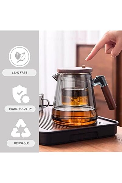 Arabest 750ml Glass Teapot with Infuser, One-Button Press Filter for Loose Le...