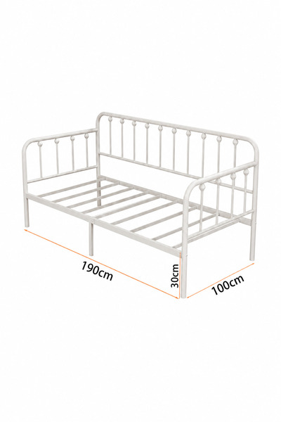 Yanara White Sanded Metal Twin Daybed – Sturdy Slat Frame, No Box Spring Needed.