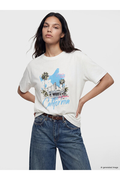 LC Waikiki Γυναικεία μπλουζάκια με στάμπα California από την Shining Store, S...