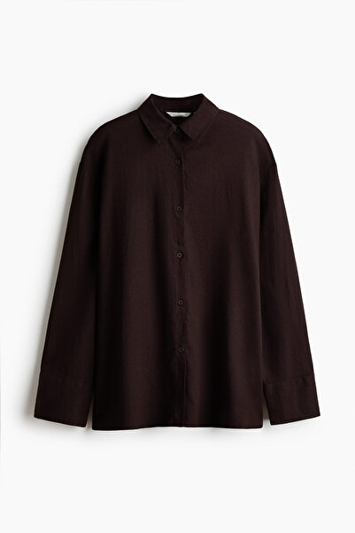 H&M Keten Karışımlı Oversize Gömlek