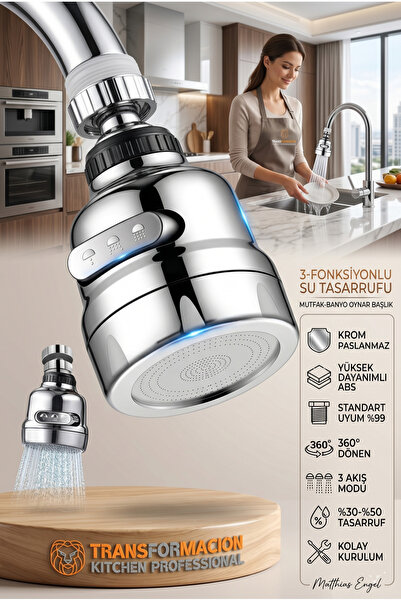 Transformacion 3 Fonksiyonlu Su Tasarruflu Oynar Başlıklı Mutfak Banyo Eviye ...
