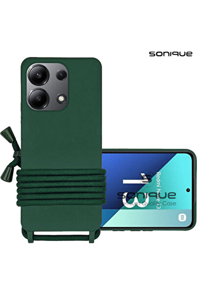 Other Sonique Dark Back Cover Silicone 0.5mm with Strap Green (Redmi Note 13 4G)