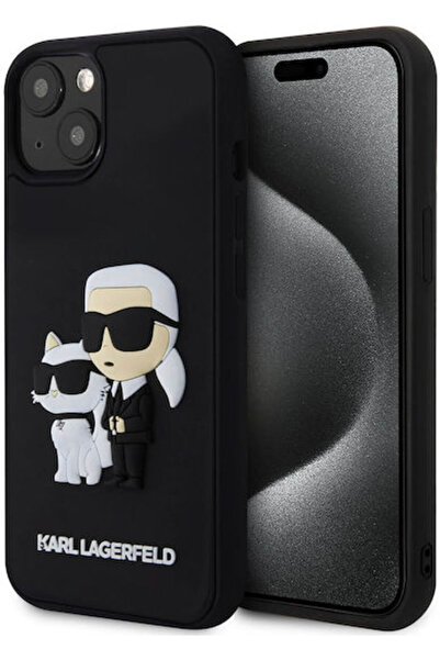 Karl Lagerfeld 3D Rubber Karl and Choupette Back Cover Plastic Black (iPhone ...