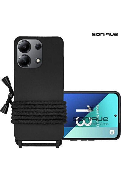 Other Sonique Back Cover Silicone 0.5mm with Strap Black (Redmi Note 13 4G)