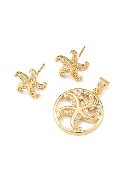 OEM 18K gold-plated starfish pendant and earring Top Bottom Set