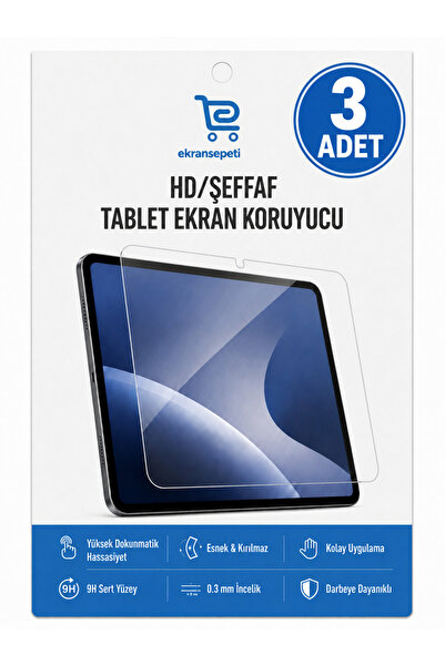 ekransepeti Apple iPad Pro 13 inç M5 (2025) Uyumlu 3'lü Paket ŞEFFAF 9H NANO ...
