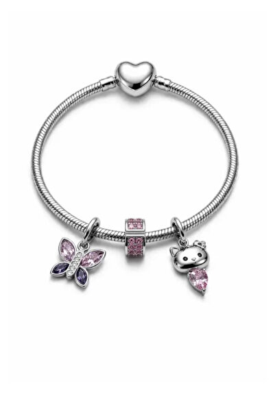 MakeWell Stainless Steel Charm Bracelet, Tarnish Resistant Steel Bracelet, El...