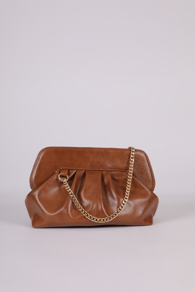 HEYBE'S Heybes Women's Tan Vegan Leather Drawstring Design Modern Handbag wit...