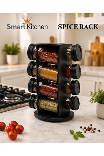 Smart Spice Organizer with 8 Glass Jars