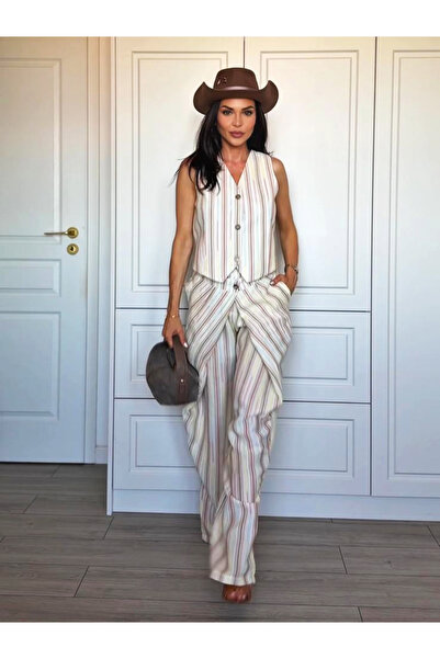 CC STORE AMALFI MUSE suit, ivory with Striped, two-piece, Vest and pants