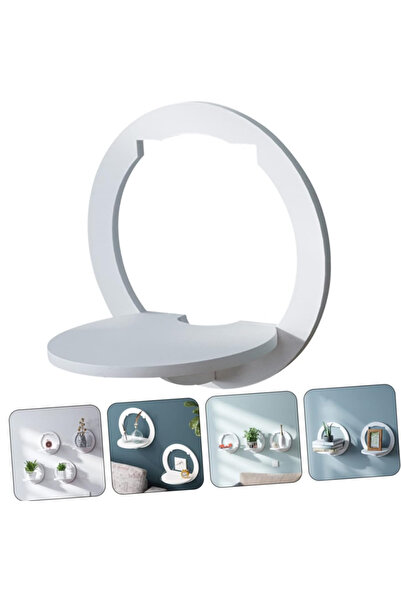 TodayShop Etajeră de perete rotundă albă de 29 cm - Suport decorativ pentru f...