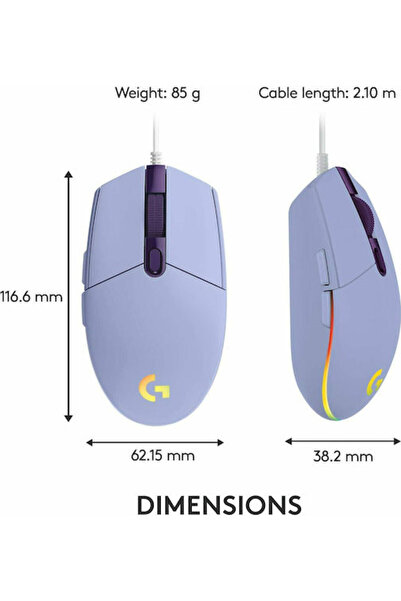 logitech G203 LightSync RGB Ποντίκι Gaming 8000 DPI Μωβ