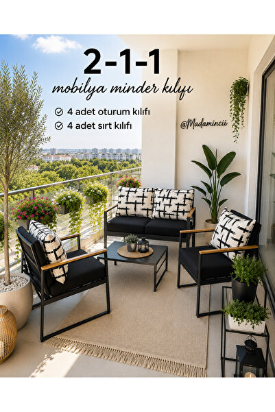 MADAMİNCİ Balkon mobilyası Minder Kılıfı 55*60 Ölçülerinde fermuarlı
