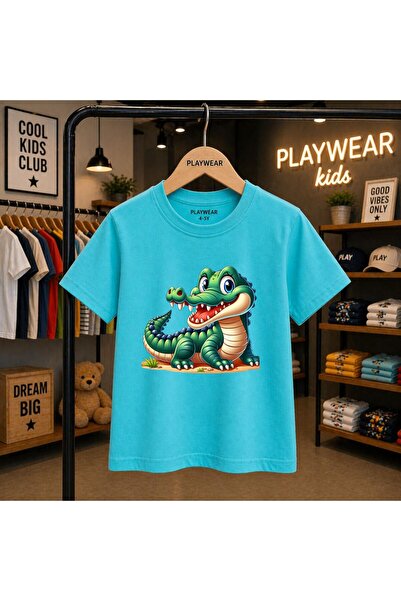 playwear Tricou unisex pentru copii 100% cu imprimeu crocodil, 5 6 -7 8-9 10 ...