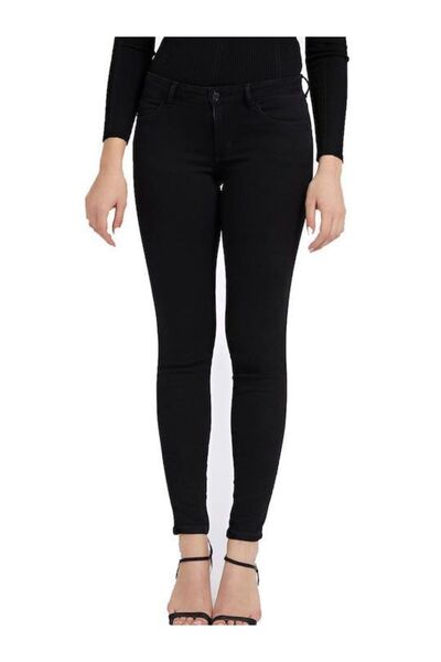 Guess Jeans Guess Γυναικείο Υφασμάτινο Παντελόνι σε Skinny Εφαρμογή Μαύρο W2Y...