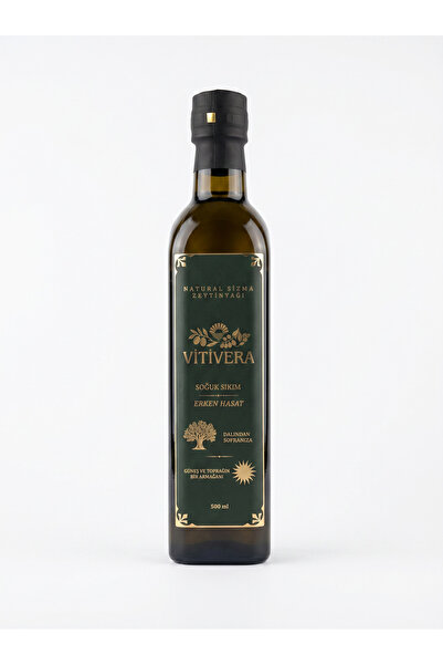 VİTİVERA Premium Soğuk Sıkım Erken Hasat Natural Sızma Zeytinyağı 500ml (Cam ...