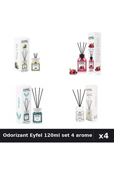 Eyfel Top Bottom Set of 4 Room Air Fresheners with Sticks 120ml - Angel, Cott...