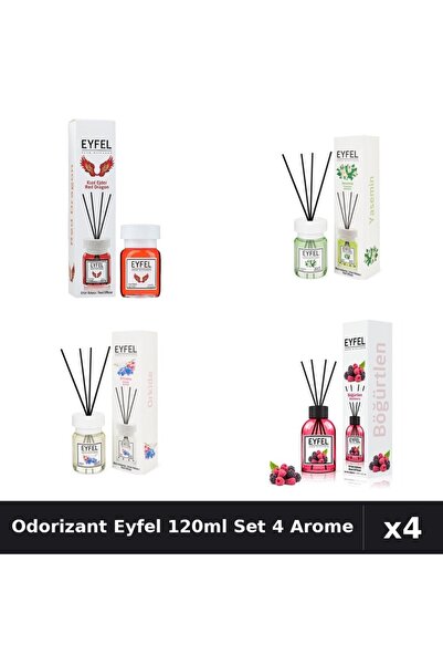 Eyfel Set 4 Odorizant Camera cu Betisoare 120ml - Red Dragon, Iasomie, Orhide...