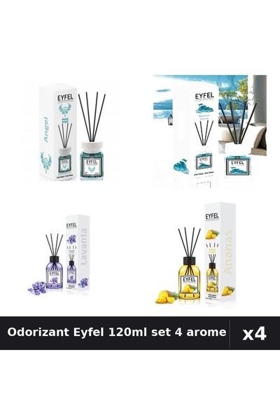 Eyfel Top Bottom Set of 4 Room Air Fresheners with Reeds 120ml - Angel, Ocean...