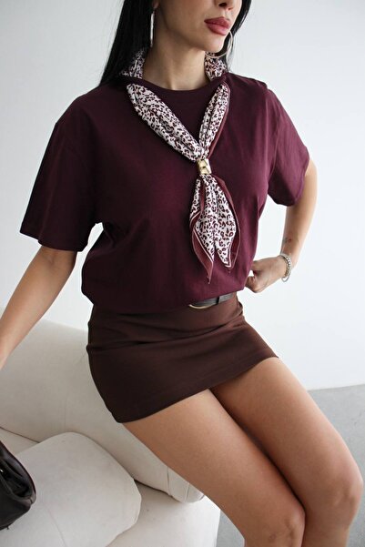 Klein Fularlı Bordo Tshirt