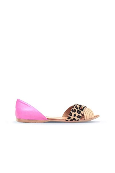 BUENO Shoes Bej Fuşya Deri Kadın Babet 01wj2122