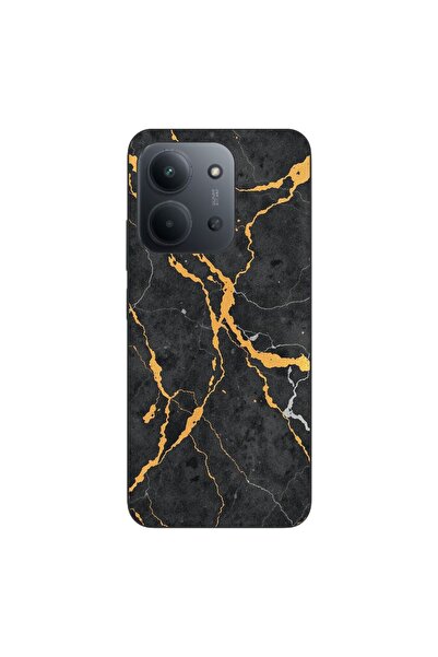OEM Husa compatibila cu Xiaomi Redmi 15C Silicon Gel Tpu Model Noir Gold Marble