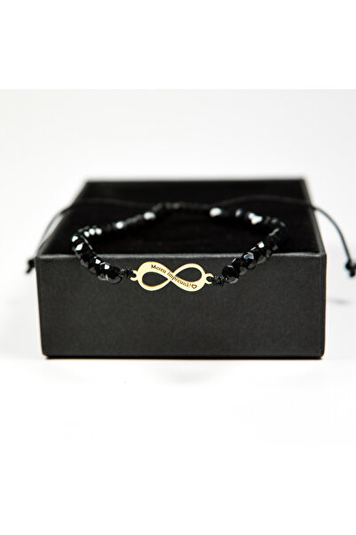 BLACK SWAN Bijoux Set bratari hand-made cu simbol infinit din aur 14K si piet...
