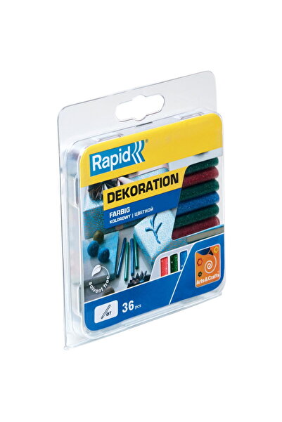 Rapid 5001425, set 36 de rezerve de lipici, colorate, cu sclipici, Ø7 x 90 mm