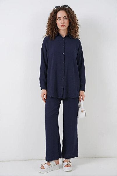 buğrahayalin Women's Straight Cut Navy Blue Suit